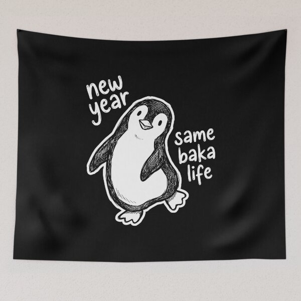 Item preview, New Year Same Baka Life, funny anime penguin lover gift, cute otaku humor new year graphic tee designed and sold by saloui.