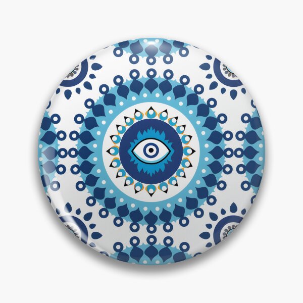 Item preview, Abstract Nazar Circle Arrangement Blue White Motif designed and sold by daila70.