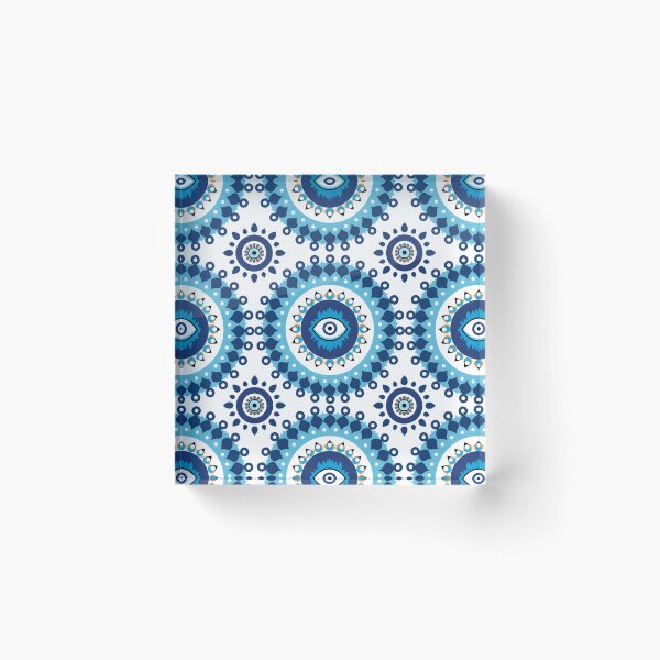 Item preview, Abstract Nazar Circle Arrangement Blue White Motif designed and sold by daila70.