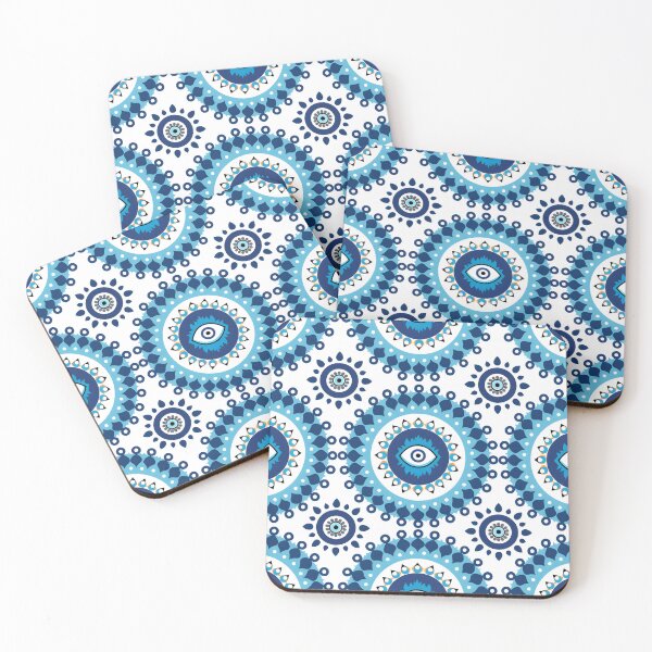 Item preview, Abstract Nazar Circle Arrangement Blue White Motif designed and sold by daila70.