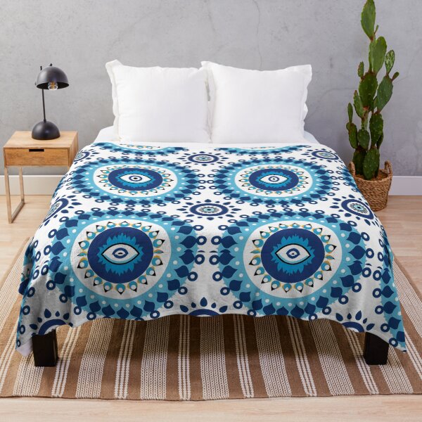 Item preview, Abstract Nazar Circle Arrangement Blue White Motif designed and sold by daila70.
