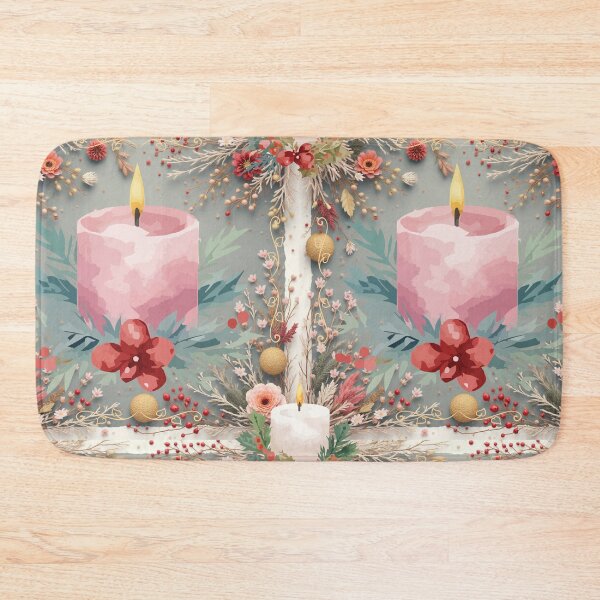 Item preview, Solstice Candle Glow – Folk Floral Candle & Winter Botanical Holiday Pattern designed and sold by kitchpartyrebel.