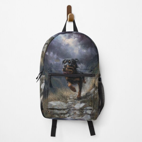 Item preview, A powerful Rottweiler running along a rugged mountain trail, Dogs in Motion designed and sold by CDC40.