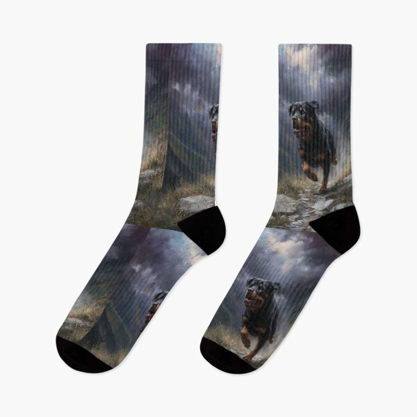 Item preview, A powerful Rottweiler running along a rugged mountain trail, Dogs in Motion designed and sold by CDC40.