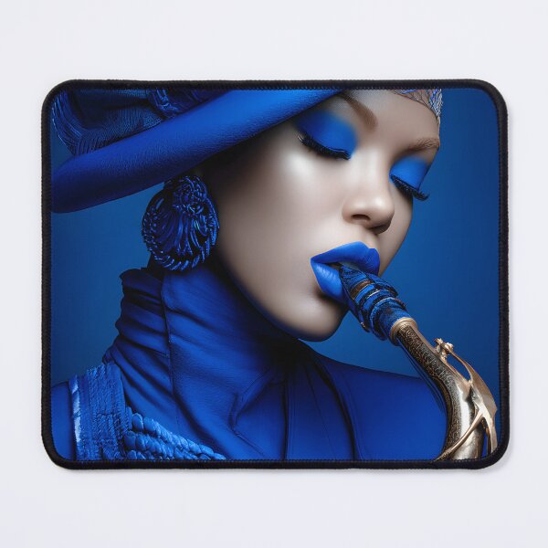 Item preview, Blue Elegance: A Saxophonist in Monochromatic Style designed and sold by Artessie.