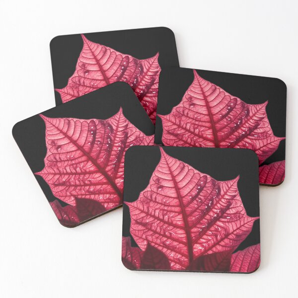 Item preview, Red poinsettia leaf cluster in detailed close view designed and sold by SassyArtistry.