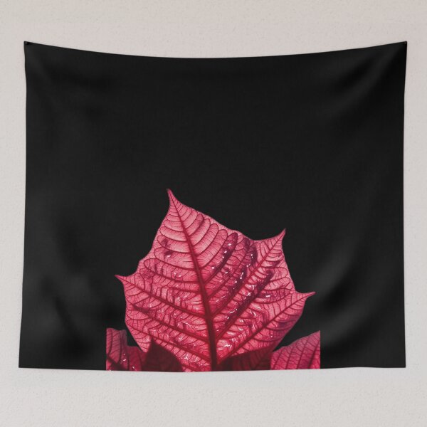 Item preview, Red poinsettia leaf cluster in detailed close view designed and sold by SassyArtistry.