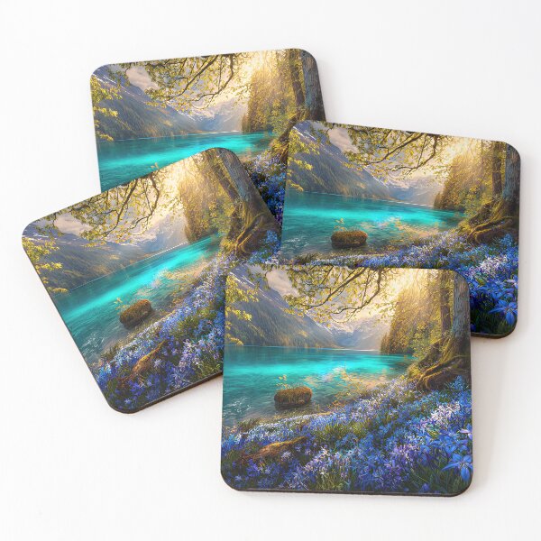 Item preview, Serene Lakeside with Vibrant Flowers and Sunlight designed and sold by Artessie.