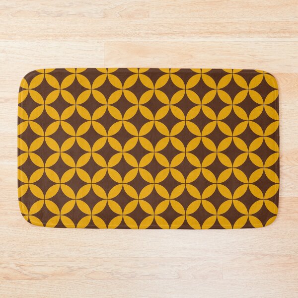 Item preview, Brown Yellow Retro Circles and Diamond Pattern 60s 70s Mid Century designed and sold by The Groove Garden.