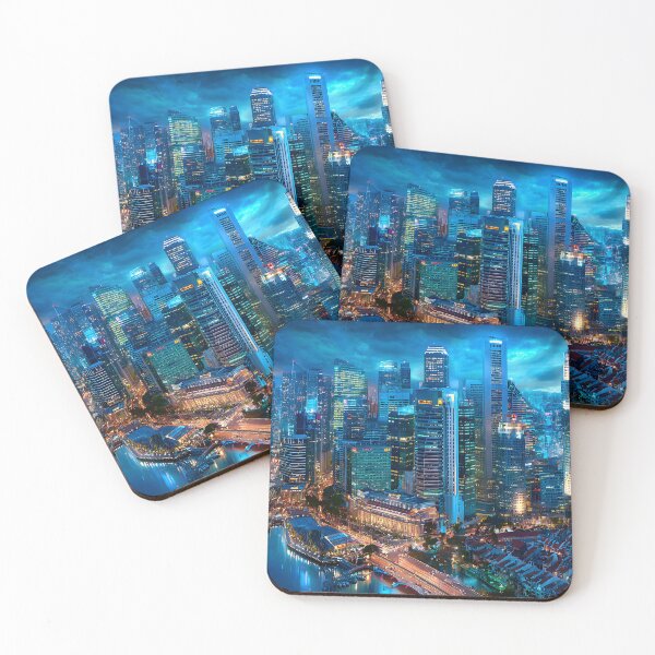 Item preview, Stunning Cityscape of Singapore at Nightfall Bright designed and sold by Artessie.