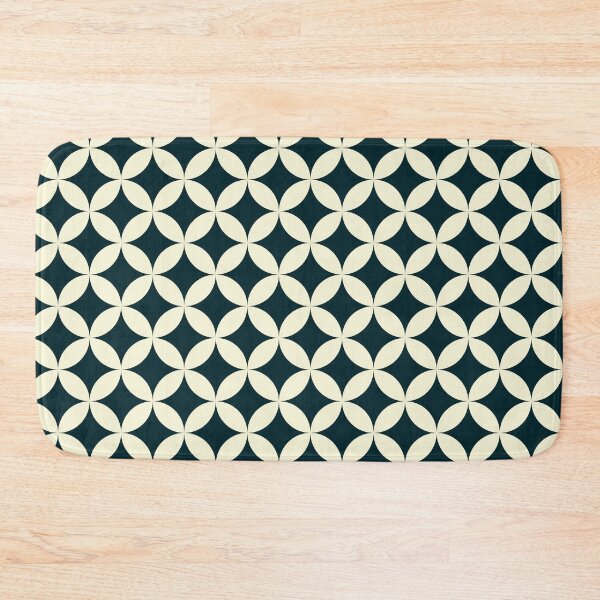 Item preview, Navy Cream Retro Circles and Diamond Pattern 60s 70s Mid Century designed and sold by The Groove Garden.