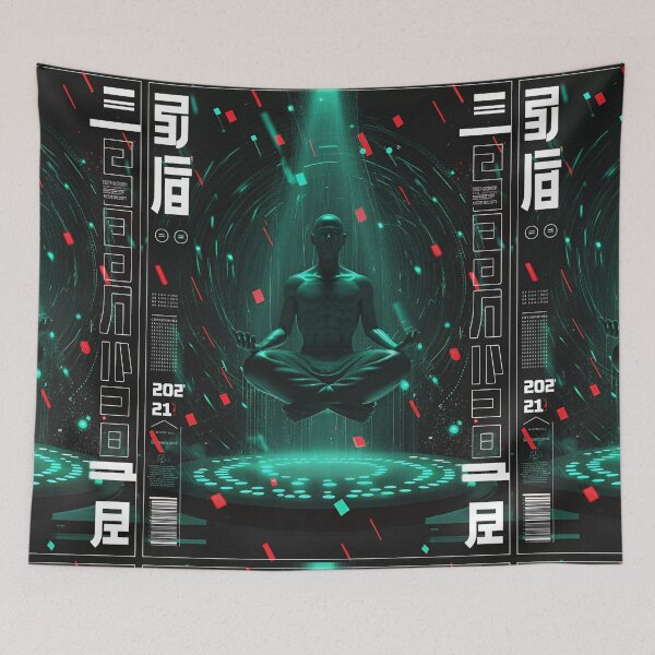 Item preview, Floating in neon: Futuristic Japanese illustration designed and sold by Raw-Ink.