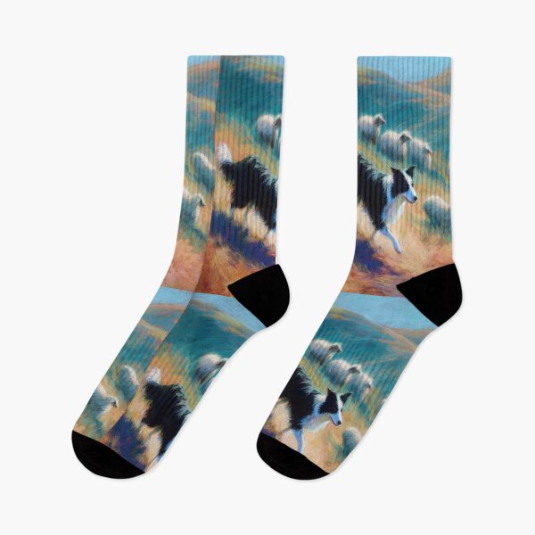 Item preview, A playful Border Collie herding sheep across rolling hills, Dogs in Motion designed and sold by CDC40.