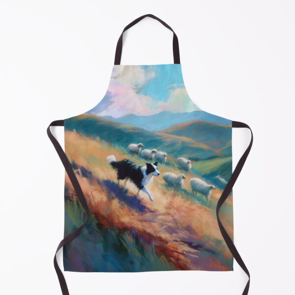 Item preview, A playful Border Collie herding sheep across rolling hills, Dogs in Motion designed and sold by CDC40.