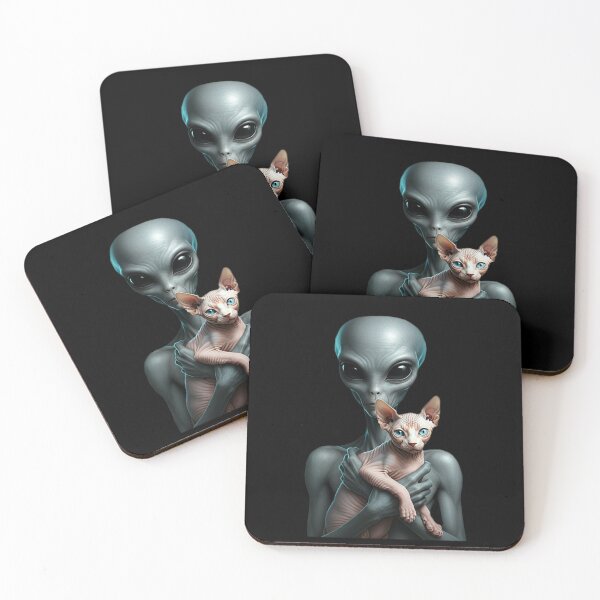 Item preview, Green Alien Sphynx Cat Abduction designed and sold by Sphynx Cat Art.