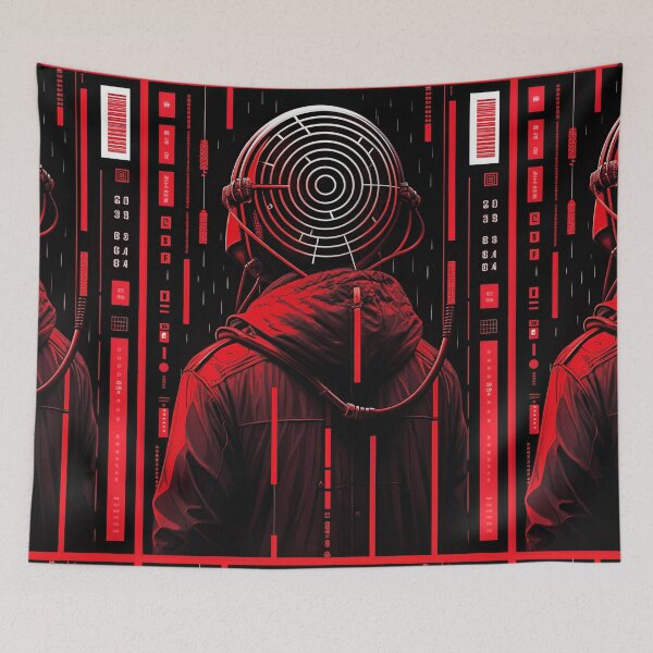 Item preview, Retro-Futuristic Poster of a Cyberpunk Shrine designed and sold by Raw-Ink.
