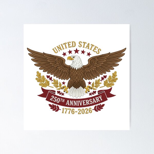 Item preview, USA Eagle Emblem 250th Anniversary Insignia Patriotic 1776 2026 designed and sold by chattsuede.