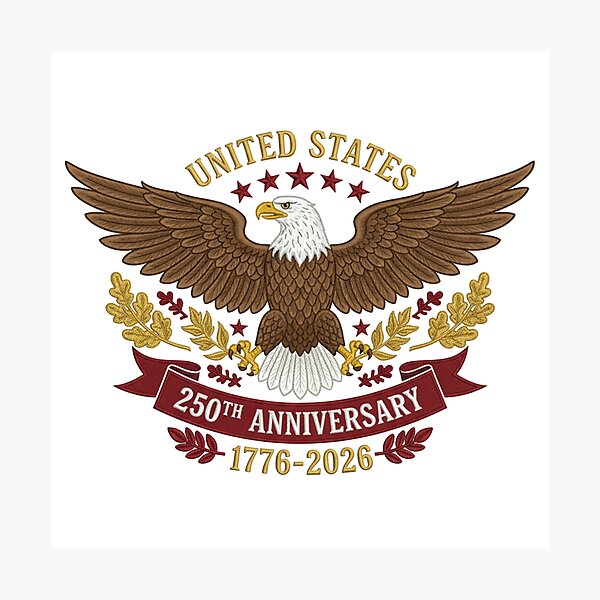 Item preview, USA Eagle Emblem 250th Anniversary Insignia Patriotic 1776 2026 designed and sold by chattsuede.