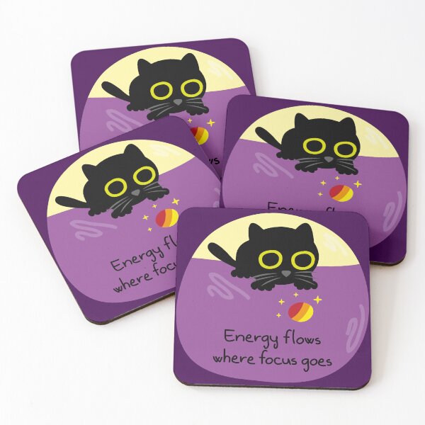 Item preview, Energy Flows Where Focus Goes - Black Cat designed and sold by fishdesigns.
