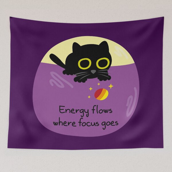 Item preview, Energy Flows Where Focus Goes - Black Cat designed and sold by fishdesigns.