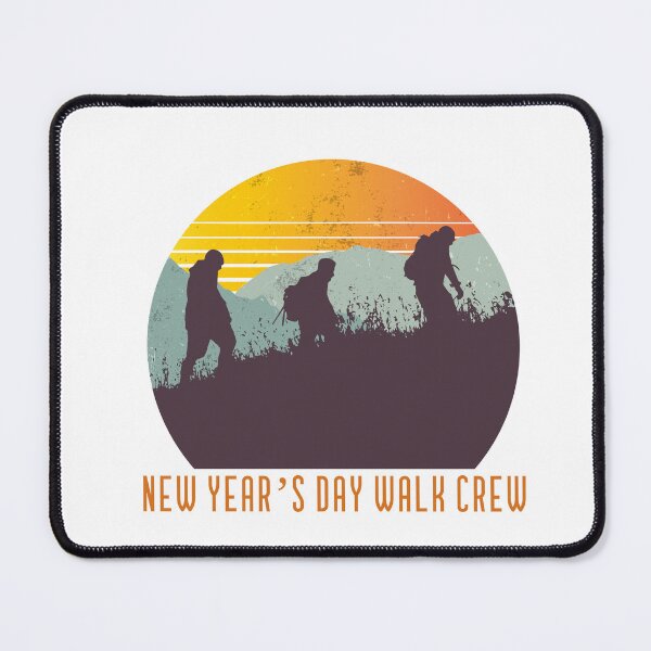 Item preview, New Year’s Day Walk Crew Shirt – Retro Sunset Hiking Silhouette, Outdoor Walking Group designed and sold by TalkTee Me.