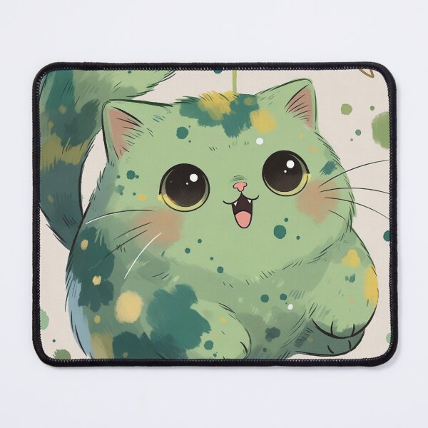 Item preview, Splashy Green Cat & Golden Fish designed and sold by Lumen-Atelier.
