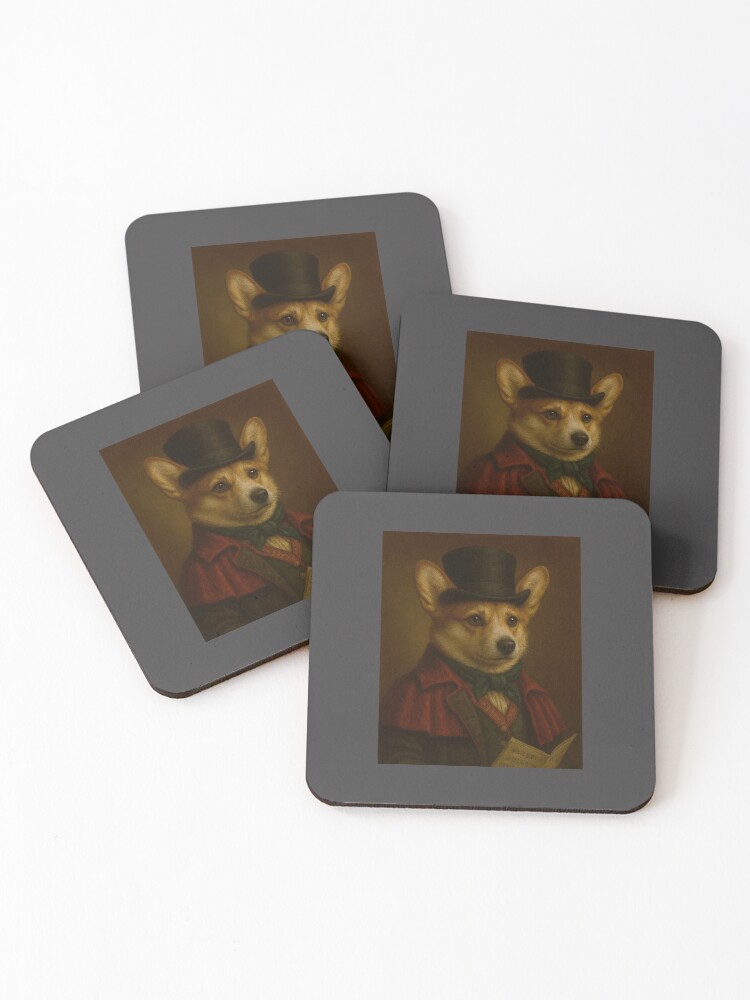 Thumbnail 1 of 5, Coasters (Set of 4), Caroler Corgi designed and sold by momManager.
