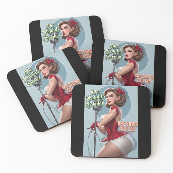Item preview, Naughty Caroler — She Sings You Sin (Retro Holiday Pin-Up Temptress) designed and sold by Mark Mentzer.