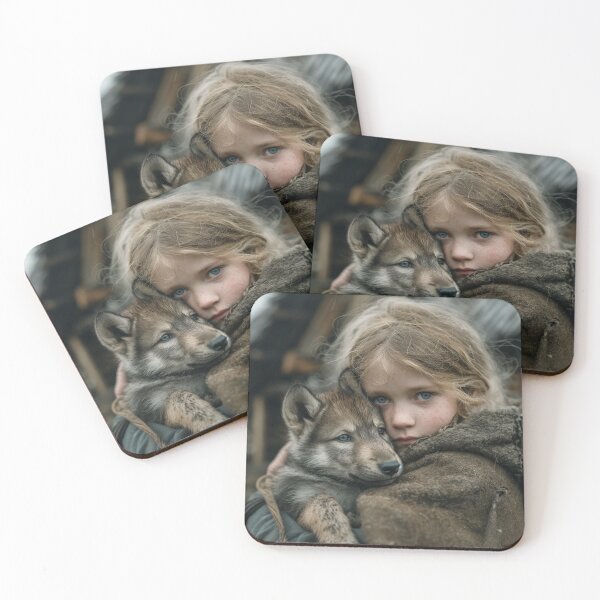 Item preview, Child and Wolf Cub – Emotional Rustic Photography Artwork designed and sold by MythologyRealm.