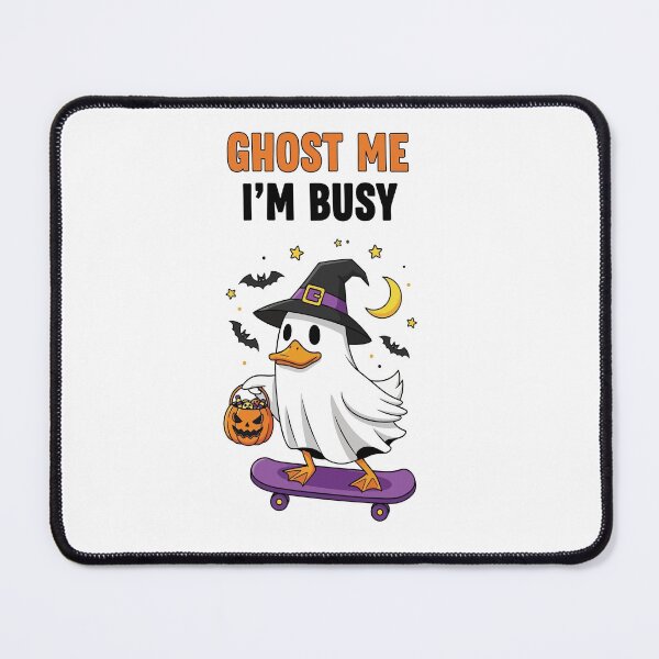 Item preview, Ghost duck on skateboard with Halloween candy designed and sold by CuddleCauldron.