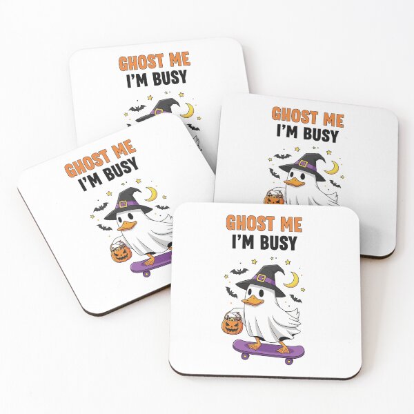 Item preview, Ghost duck on skateboard with Halloween candy designed and sold by CuddleCauldron.