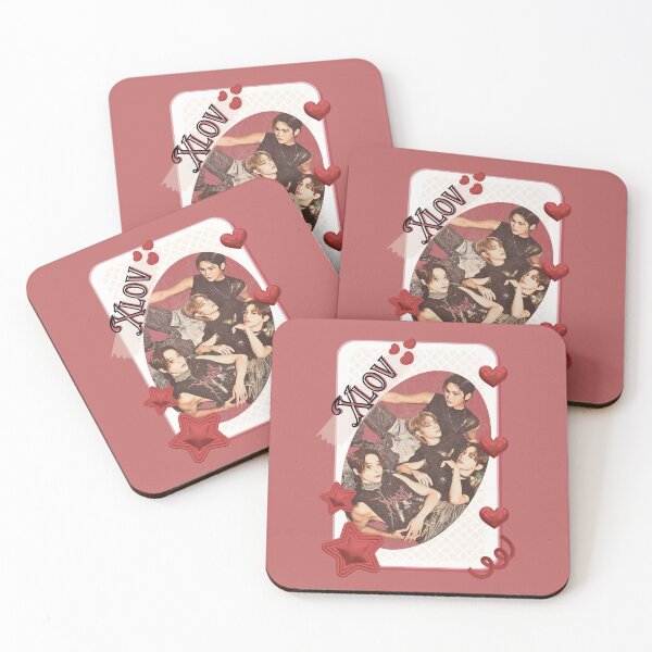 Item preview, Xlov Kpop Boy group K-music south korean Boy group portrait illustration Red Aesthetic Collage Design designed and sold by AJUNICE STUDIO.