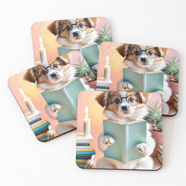 Item preview, Adorable Puppy Reading a Book – Cozy Cute Dog Art by 4TinyPaws designed and sold by 4TinyPaws.