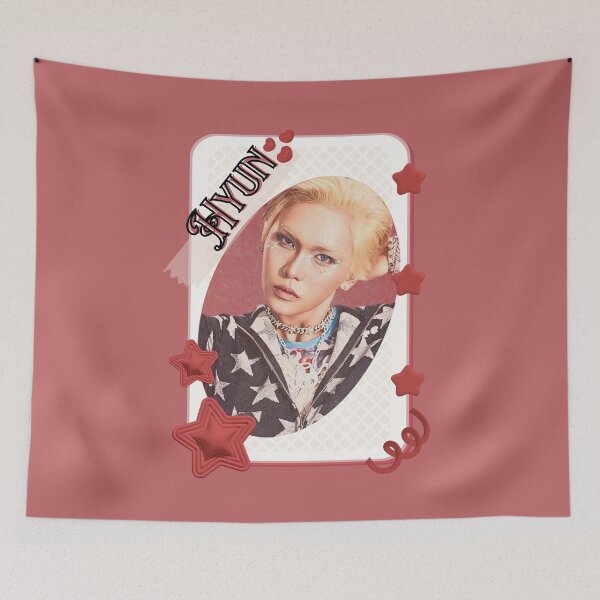 Item preview, Xlov Hyun Kpop Boy group K-music south korean Boy group portrait illustration Red Aesthetic Collage Design designed and sold by AJUNICE STUDIO.