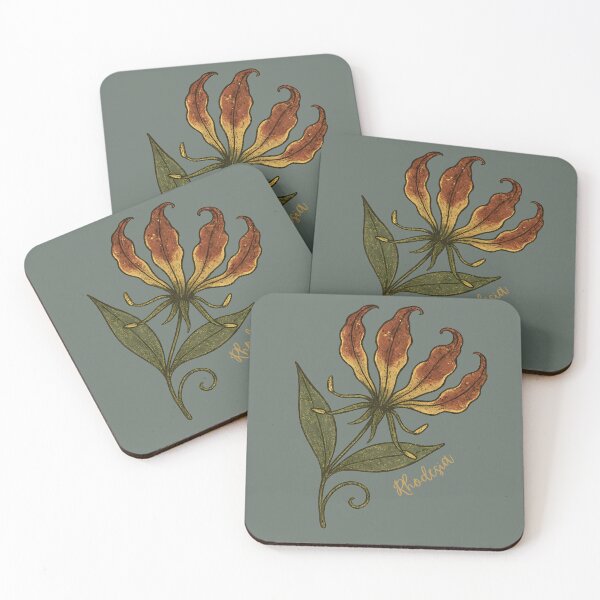 Item preview, Gold-Speckled Flame Lily Botanical (Vintage Grunge) designed and sold by MvuuStudio.