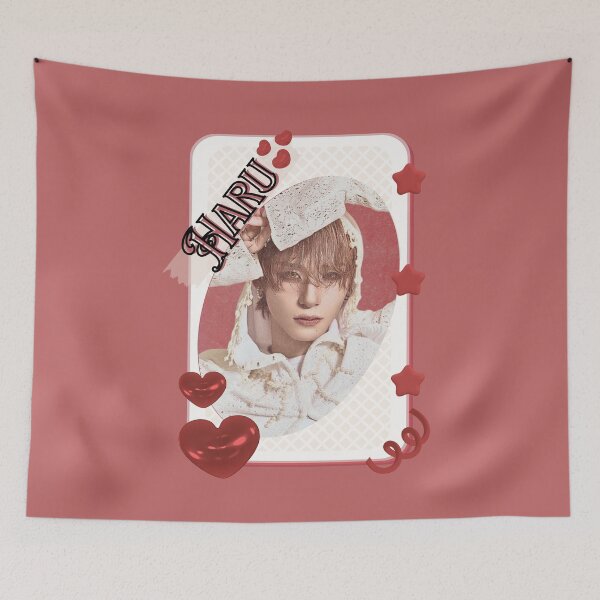 Item preview, Xlov Haru Kpop Boy group K-music south korean Boy group portrait illustration Red Aesthetic Collage Design designed and sold by AJUNICE STUDIO.