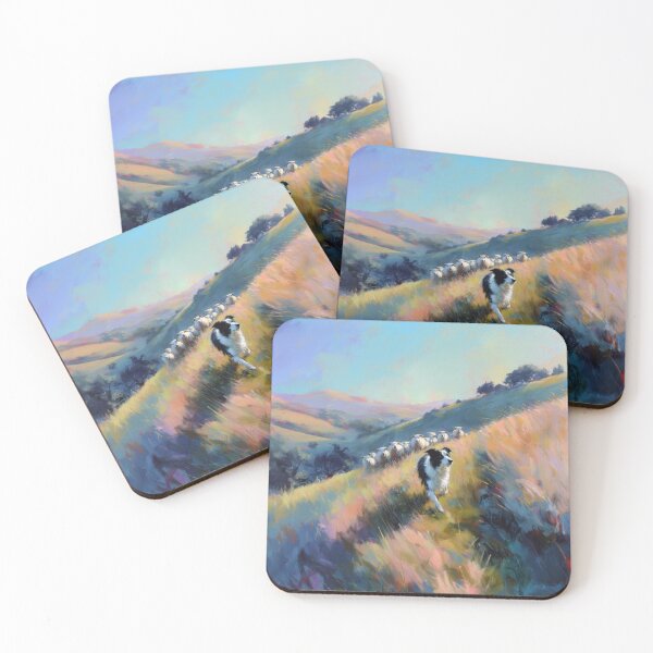 Item preview, A playful Border Collie herding sheep across rolling hills, Dogs in Motion designed and sold by CDC40.