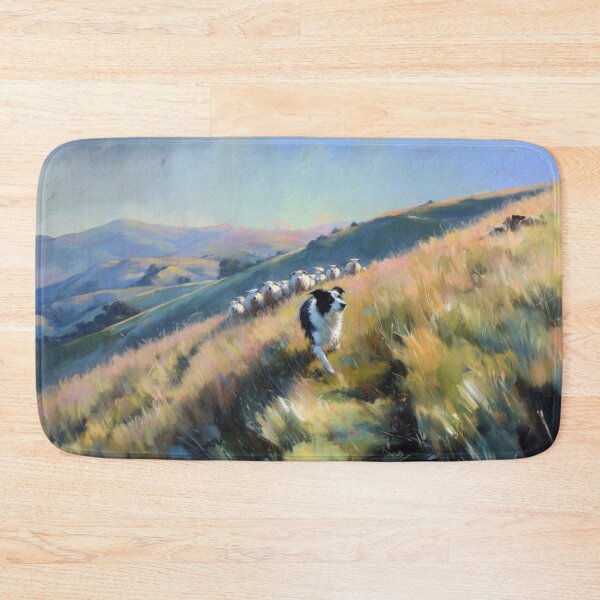 Item preview, A playful Border Collie herding sheep across rolling hills, Dogs in Motion designed and sold by CDC40.