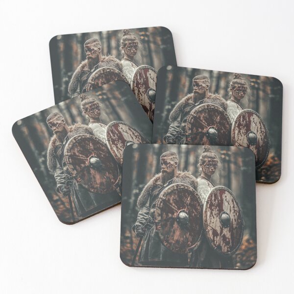 Item preview, Viking Shield Warriors – Dark Norse Battle Portrait Artwork designed and sold by MythologyRealm.