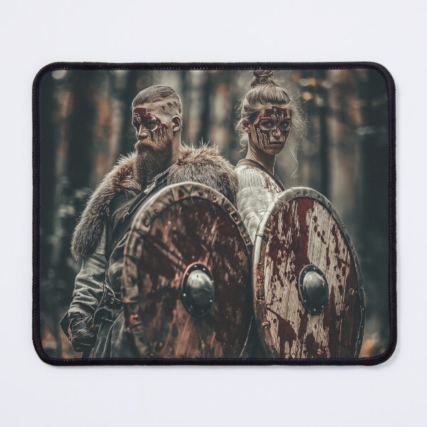 Item preview, Viking Shield Warriors – Dark Norse Battle Portrait Artwork designed and sold by MythologyRealm.