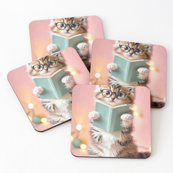 Item preview, Adorable Kitten Reading a Book – Cute Cozy Cat Art by 4TinyPaws designed and sold by 4TinyPaws.