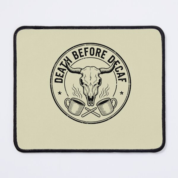 Item preview, Death Before Decaf Vintage Cowboy Skull designed and sold by Mr-wow.