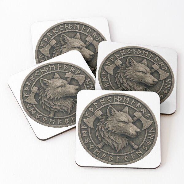 Item preview, Norse Wolf Emblem – Viking Rune Crest with Axes Artwork designed and sold by MythologyRealm.