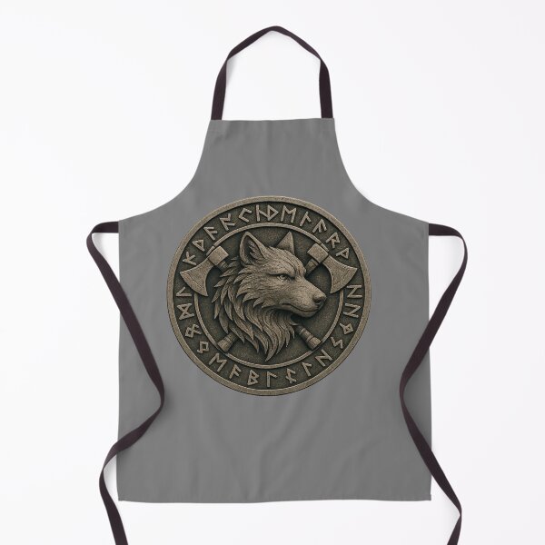 Item preview, Norse Wolf Emblem – Viking Rune Crest with Axes Artwork designed and sold by MythologyRealm.