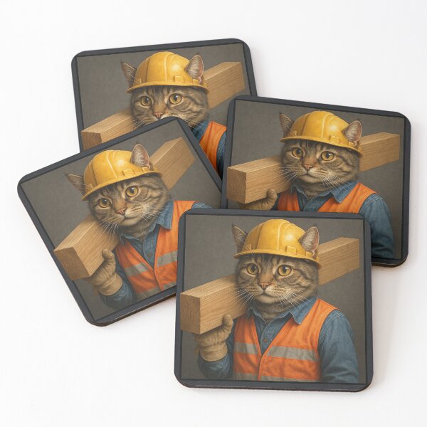 Item preview, Construction Worker Cat II designed and sold by Fort Galaxy.