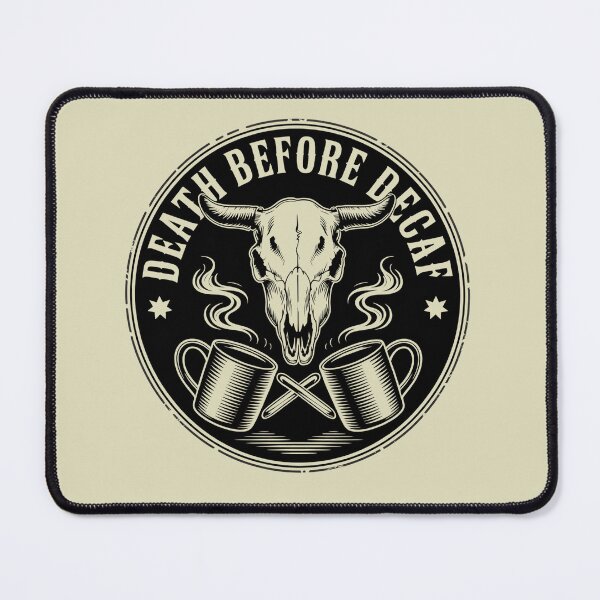 Item preview, Death Before Decaf Distressed Western Skull Emblem designed and sold by Mr-wow.