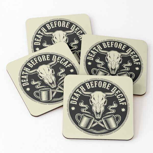 Item preview, Death Before Decaf Distressed Western Skull Emblem designed and sold by Mr-wow.