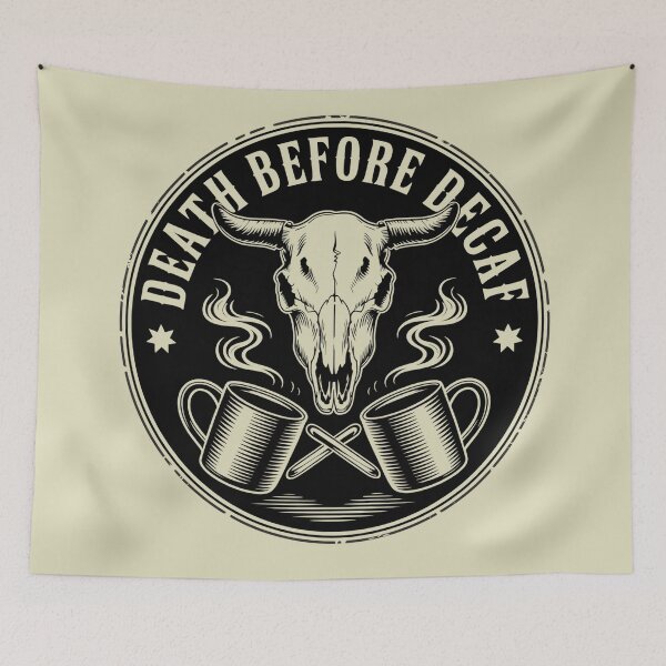 Item preview, Death Before Decaf Distressed Western Skull Emblem designed and sold by Mr-wow.