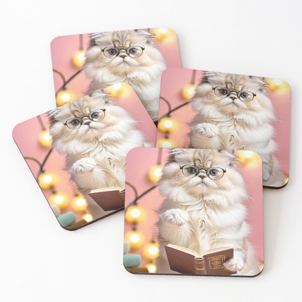 Item preview, Fluffy Persian Kitten Reading a Book – Adorable Cozy Cat Art by 4TinyPaws designed and sold by 4TinyPaws.