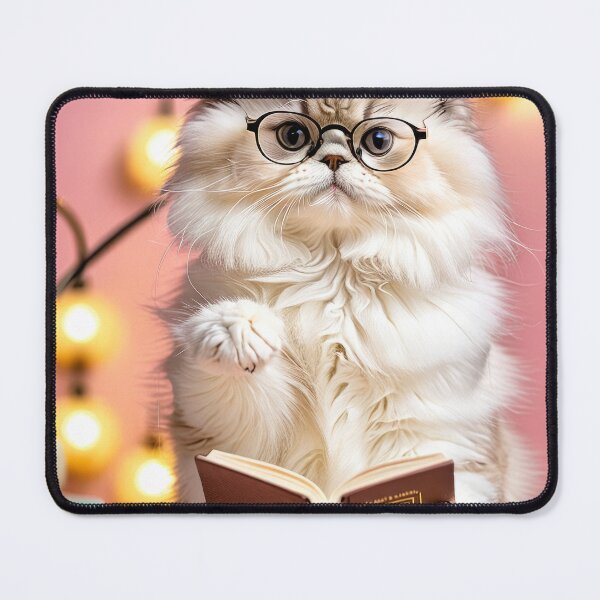 Item preview, Fluffy Persian Kitten Reading a Book – Adorable Cozy Cat Art by 4TinyPaws designed and sold by 4TinyPaws.